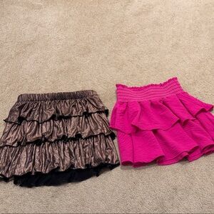 Pink and Brown Ruffled Skirts Pixielane Sz 9/10